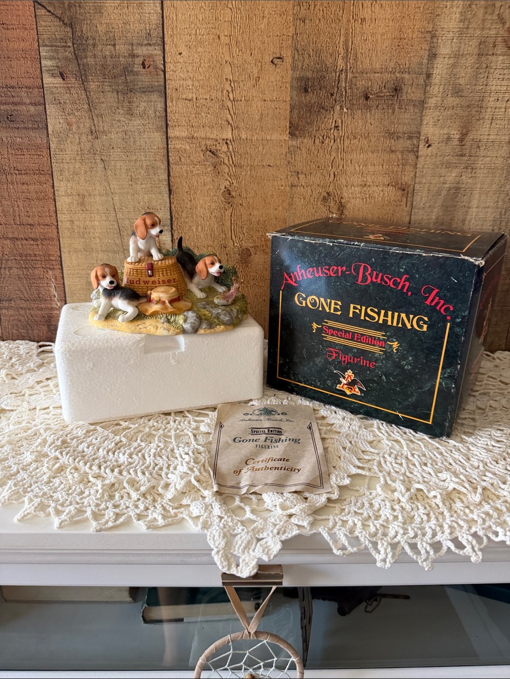 1996 Anheuser-Busch Clydesdale Collection "Gone Fishing" Figurine w/COA